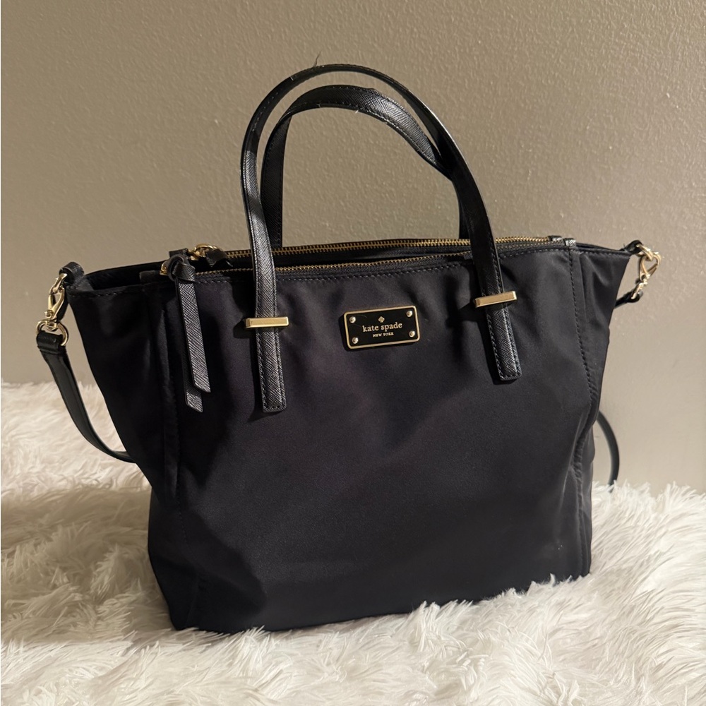 Kate Spade Black Tote Bag with Gold Accents